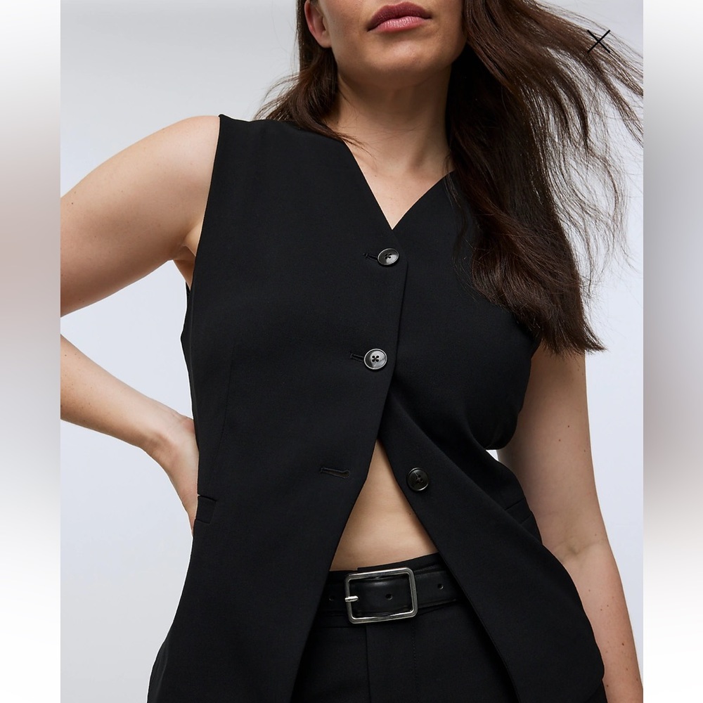 Madewell Cutaway Long Vest Black Size 0 N0882 New